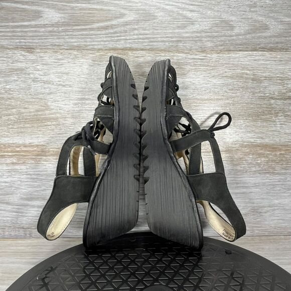 Fly London Women’s Black Leather Gladiator Wedges Sandals Size EU 38 US 7 - Picture 8 of 10